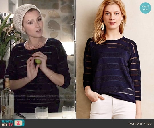 Anthropologie Sheer Stripe Pullover worn by April Carver (Italia Ricci) on Chasing Life