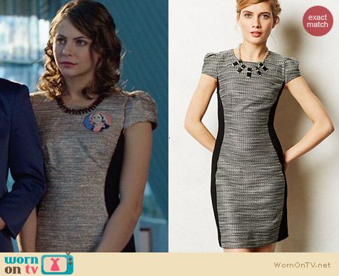 Anthropologie Shimmered Hourglass Dress worn by Willa Holland on Arrow