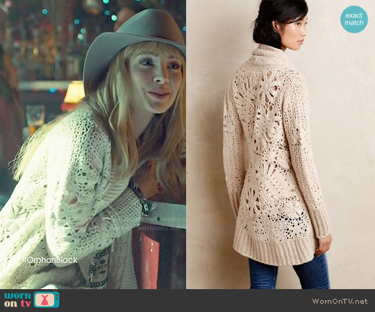 Anthropologie Handknit Star-Stitch Cardigan worn by Shay (Ksenia Solo) on Orphan Black