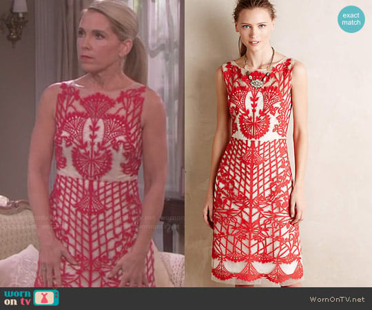 Anthropologie Sugared Ruby Sheath worn by Jennifer Horton (Melissa Reeves) on Days of our Lives