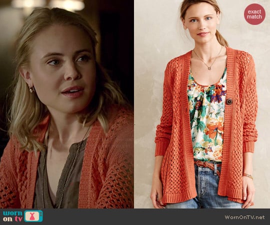 Anthropologie Talmage Cardigan in Orange worn by Leah Pipes on The Originals