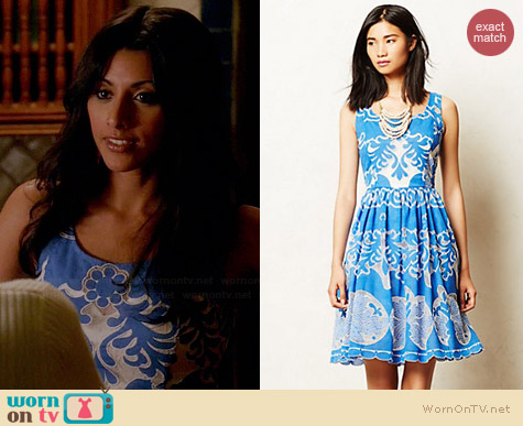 Tracy Reese Azure Lace Dress worn by Reshma Shetty on Royal Pains