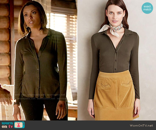 Anthropologie Westwood Button Down worn by Bonnie Bennett (Kat Graham) on The Vampire Diaries