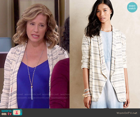 Anthropologie Wide-Ruled Knit Blazer worn by Vanessa Baxter (Nancy Travis) on Last Man Standing