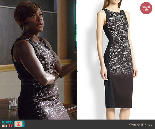 Antonio Berardi Blocked Metallic Print Dress worn by Viola Davis on HTGAWM