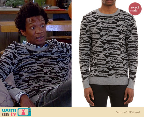 APC Zebra Jacquard Sweater worn by Seaton Smith on Mulaney