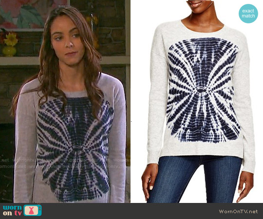 Aqua Cashmere Circle Tie Dye Sweater worn by Ciara Brady (Victoria Konefal) on Days of our Lives