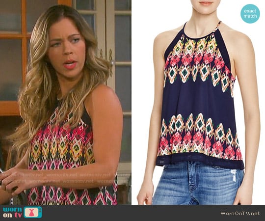 Aqua Aztec Print Top worn by Blanca (Ximena Duque) on Days of our Lives