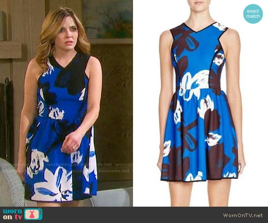 Aqua Big Floral Dress worn by Theresa Donovan (Jen Lilley) on Days of our Lives