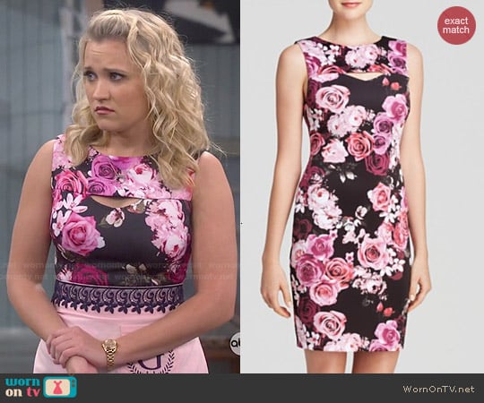 Aqua Cabbage Floral Scuba Body-con Dress worn by Gabi Diamond (Emily Osment) on Young and Hungry