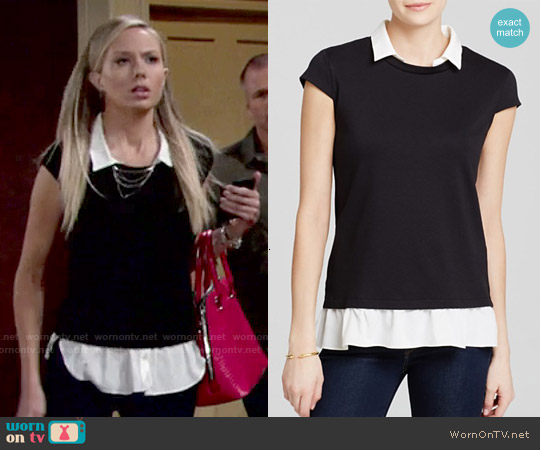 Aqua Cap Sleeve Twofer Top worn by Abby Newman (Melissa Ordway) on The Young and the Restless