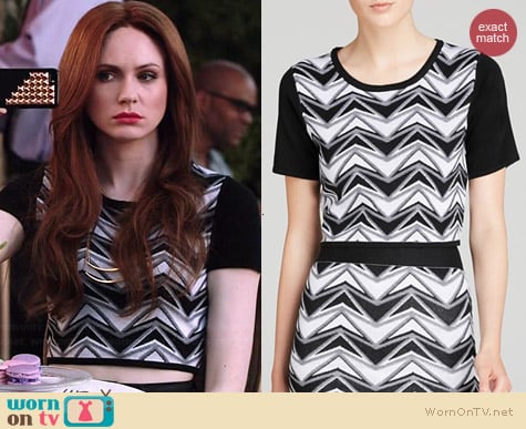 Aqua Chevron Color Block Crop Top worn by Karen Gillan on Selfie