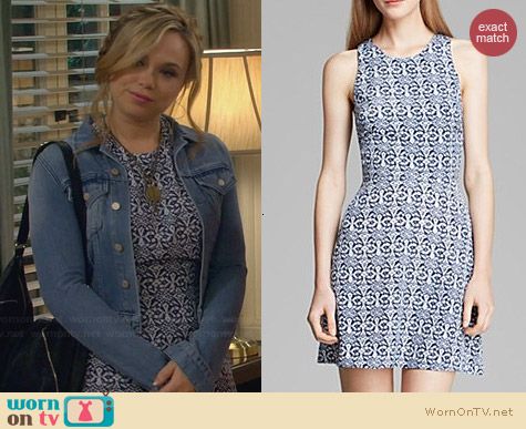 Aqua Cross Back Tribal Print Dress worn by Amanda Fuller on Last Man Standing