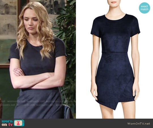 Aqua Faux Suede Dress in Navy worn by Summer Newman (Hunter King) on The Young and the Restless