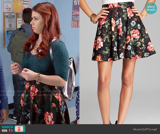 Aqua Floral Linen Skirt worn by Tamara Fashion (Jillian Rose Reed) on Awkward