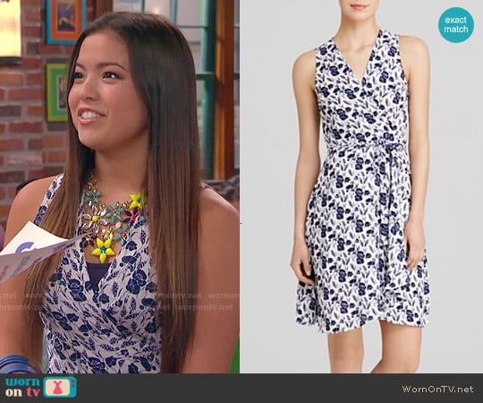 Aqua Flower Fields Wrap Dress worn by Jasmine Kang (Piper Curda) on I Didnt Do It