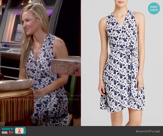 Aqua Flower Fields Wrap Dress worn by Sharon Newman (Sharon Case) on The Young and the Restless