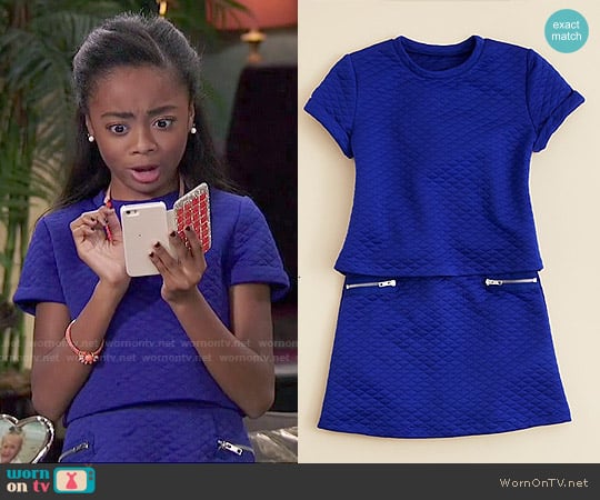 Aqua Girls' Quilted Crop Top & A Line Skirt worn by Zuri Ross (Skai Jackson) on Jessie