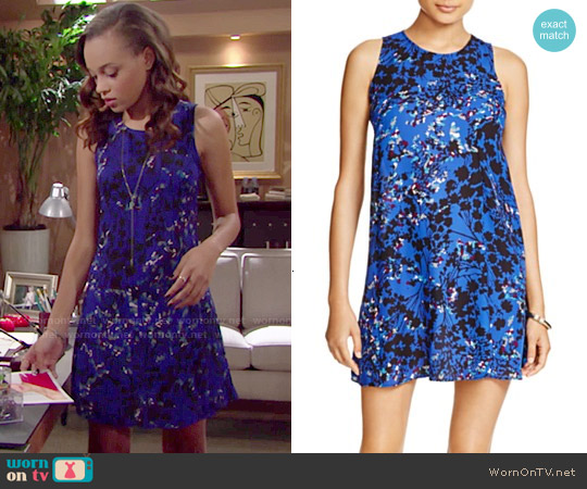 Aqua Night Garden Floral Print Dress worn by Nicole Avant (Reign Edwards) on The Bold and the Beautiful