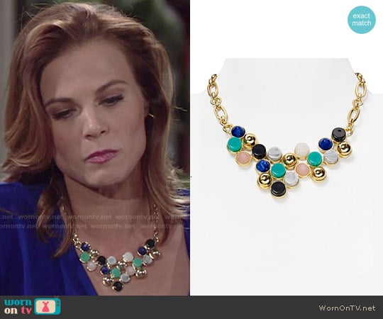 Aqua Rina Bib Necklace worn by Phyllis Newman (Gina Tognoni) on The Young and the Restless