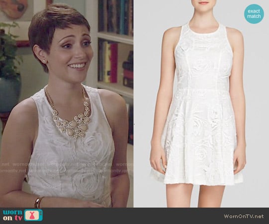 Aqua Rose Embroidered Dress worn by April Carver (Italia Ricci) on Chasing Life