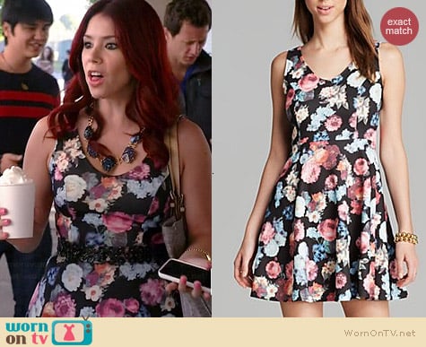 Aqua Sleeveless Floral Scuba Skater Dress worn by Jillian Rose Reed on Awkward