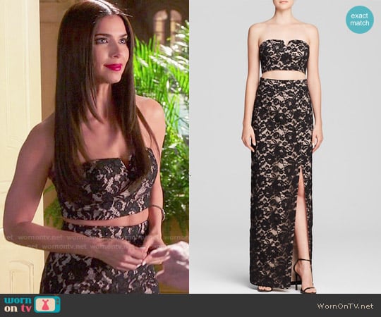 Aqua Strapless Lace Gown worn by Carmen Luna (Roselyn Sanchez) on Devious Maids