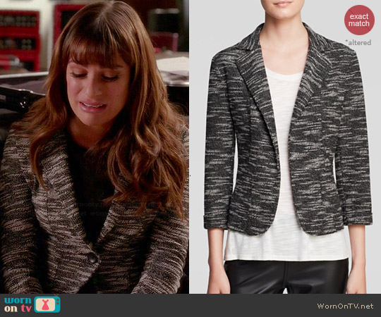 Aqua Tweed Knit Blazer worn by Rachel Berry on Glee