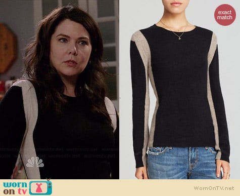 Aqua Vertical Colorblock Cashmere Sweater worn by Lauren Graham on Parenthood