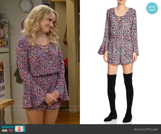 Aqua Zoe Floral Lace Up Romper worn by Gabi Diamond (Emily Osment) on Young and Hungry