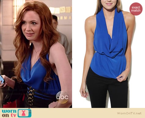 Arden B Drape Neck Blouse worn by Karen Gillan on Selfie