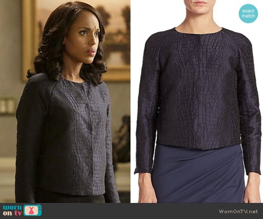 Armani Collezioni Croc-Embossed Taffeta Jacket worn by Olivia Pope (Kerry Washington) on Scandal