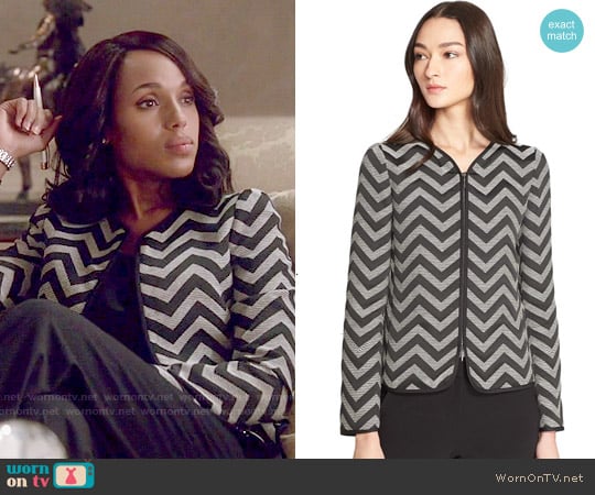 Armani Collezioni Chevron Tailored Zip Front Jacket worn by Olivia Pope (Kerry Washington) on Scandal