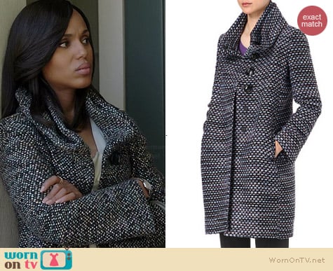 Armani Double Funnel Neck Tweed Coat worn by Kerry Washington on Scandal