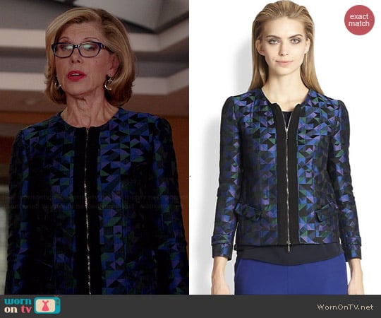 Armani Collezioni Harlequin Jacquard Jacket worn by Christine Baranski on The Good Wife