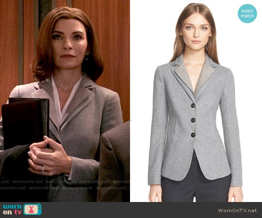 Armani Collezioni Herringbone Jacket worn by Alicia Florrick (Julianna Margulies) on The Good Wife