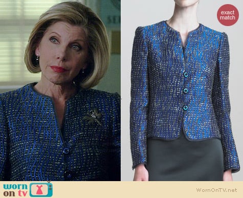 Armani Collezioni Lurex Tweed Jacket worn by Christine Baranski on The Good Wife