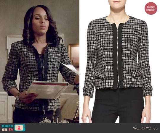 Armani Collezioni Tweed Zip-Front Jacket worn by Olivia Pope (Kerry Washington) on Scandal