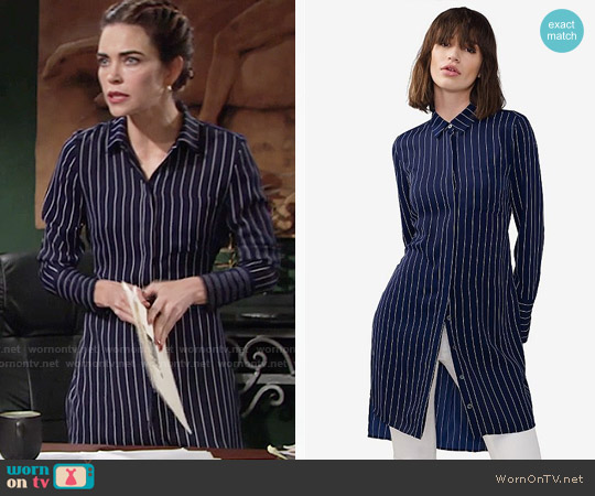 Armani Exchange Tie Back Shirt Dress worn by Victoria Newman (Amelia Heinle) on The Young and the Restless