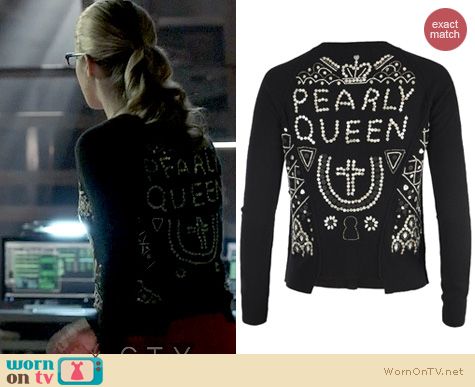 Arrow Fashion: All Saints Pearly Queen cardigan worn by Emily Bett Rickards