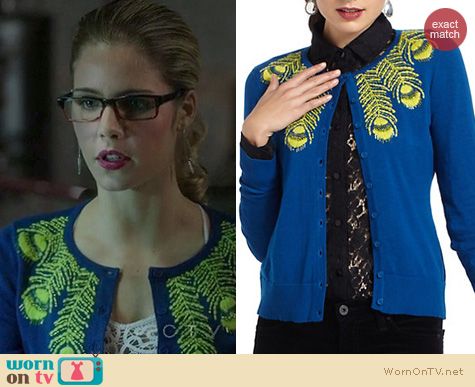 Arrow Fashion: Anthropologie Limabird cardigan worn by Emily Bett Rickards