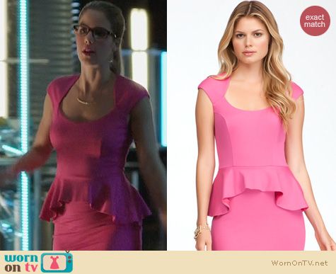 Arrow Fashion: Bebe Mariah Dress in pink worn by Emily Bett Rickards