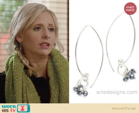 Arte Designs Mystic Sapphire Sliver Earrings worn by Sarah Michelle Gellar on The Crazy Ones