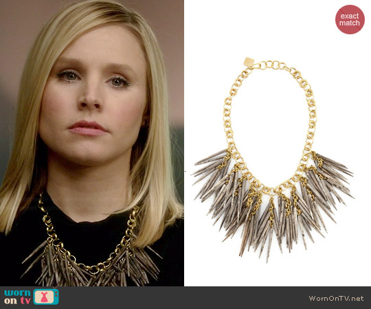 Ashley Pittman Grey Quill-Bead Necklace worn by Jeannie Van Der Hooven (Kristen Bell) on House Of Lies