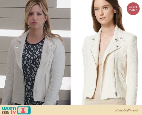 Ashley Tisdale Fashion: Rebecca Taylor Boucle Moto Jacket worn on The Crazy Ones