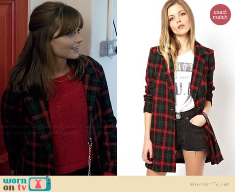 ASOS Reclaimed Vintage Check Coat worn by Jenna Coleman on Doctor Who