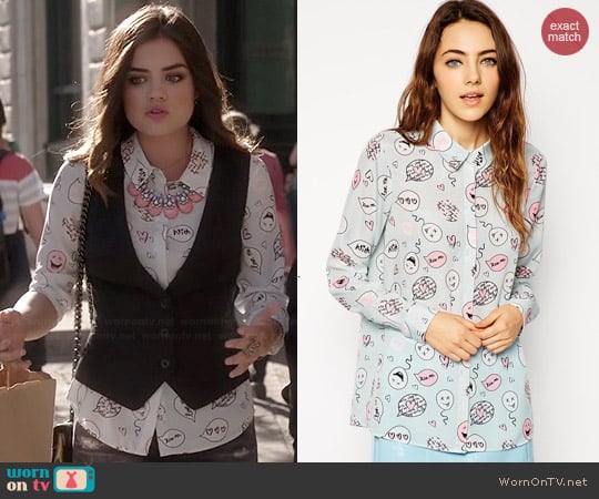 ASOS Speech Bubble Blouse worn by Lucy Hale on PLL