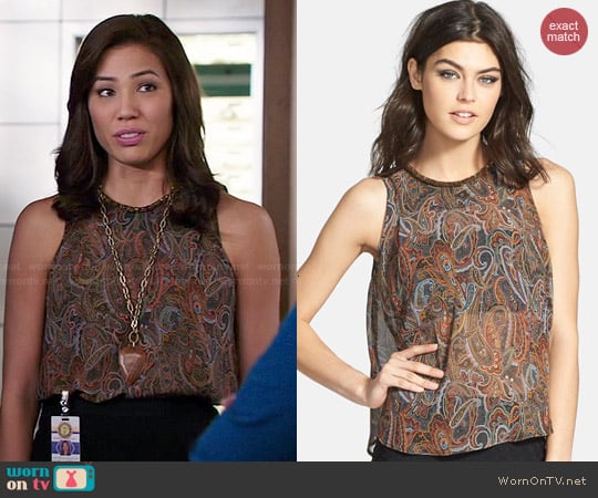 ASTR Print Embellished Neck Tank worn by Angela Montenegro (Michaela Conlin) on Bones