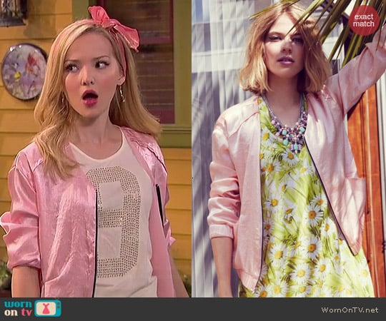 ASTR Satin Bomber Jacket worn by Dove Cameron on Liv & Maddie