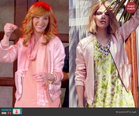 ASTR Satin Bomber Jacket worn by Lisa Kudrow on The Comeback